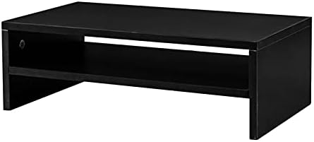 2 קומות עץ זרוע משכים שולחן אחסון ארגונית 16.7 אינץ מחשב צג סטנד מהדק שולחן טלוויזיה מדף משכימי