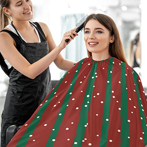 Visesunny Barber Cape חג המולד דפוס אדום ירוק פוליאסטר חיתוך שיער חיתוך סלון קייפ סינר תספורת אנטי-סטטית עמידה במים גילוח