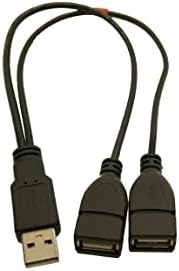 Gevu usb y כבל מפצל, USB 2.0 משפר כוח y 1 זכר עד 2 כבל הרחבת כבל טעינה לנקבה למחשב נייד/רכב/העברת נתונים/טעינה וכו '30 סמ/1ft