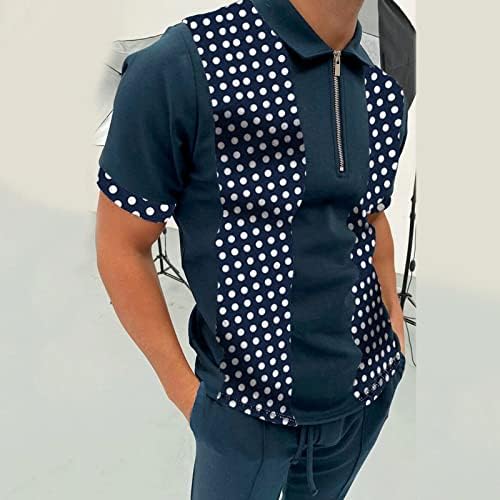 חולצות פולו בקיץ גברים חולצות שרוול קצר מזדמן צמרות צוואר רוכסן צוואר רופף כושר 3D הדפסים פולו ספורט גולף
