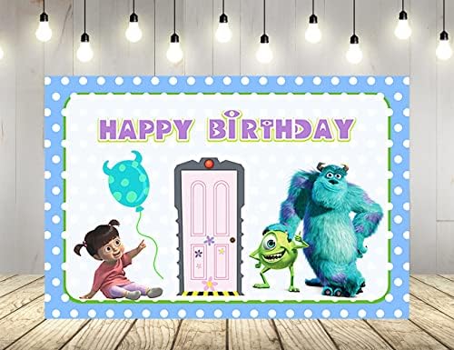 כחול מפלצת רקע עבור יום הולדת ספקי צד ורוד דלת ובו תינוק מקלחת באנר עבור מסיבת יום הולדת קישוט 5 * 3 רגל