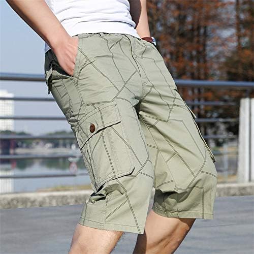 מכנסיים קצרים לגברים של ymosrh קיץ כושר מזדמן פיתוח גוף מכנסי כיס מודפסים מכנסיים קצרים