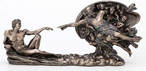 עיצוב ורונזי בגודל 4.5 אינץ 'בראשית יצירתו של אדם סיסטיין קפלה מיכלאנג'לו אמנות נהדרת פסל ברונזה עתיק דתי