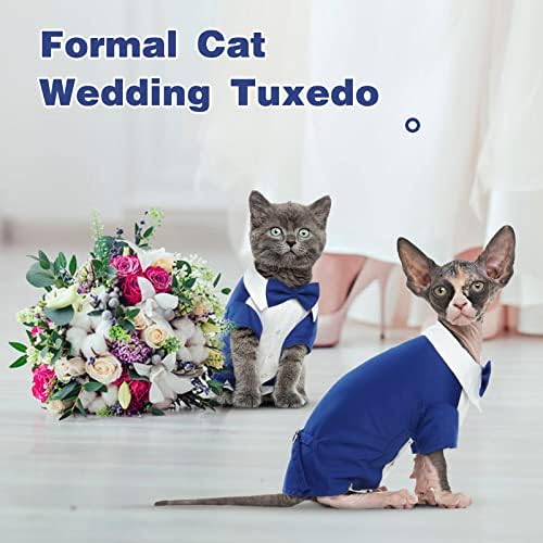 חליפת טוקסידו של Dentrun Cat עם שתי עניבת פרפר, חולצת חתול מסוגננת תלבושת רשמית, בגדים מפוארים של בגדי אופנה