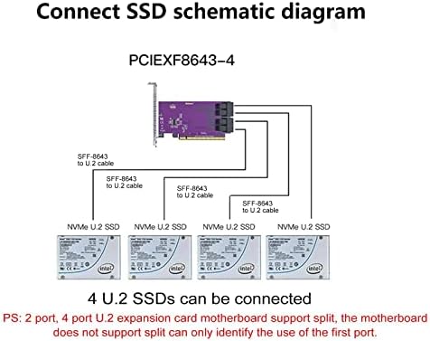 מתאם PCIE ל- SFF-8643 עבור U.2 SSD, X8, SFF-8643. תמיכה ב- Windows 10//2019, REHL/Cent0S 7/8, VMware ESXI 6/7,