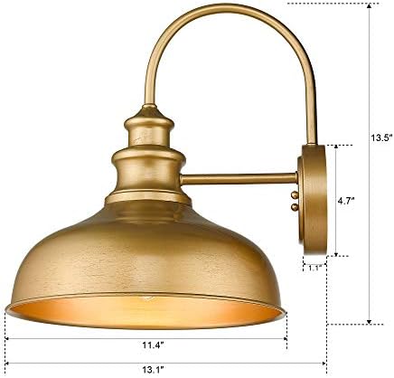 תאורת אסם מודרנית של זיו, גוף תאורה מתכווננת בגודל 11 אינץ ' מקורה בגימור זהב, 02 א390 אג