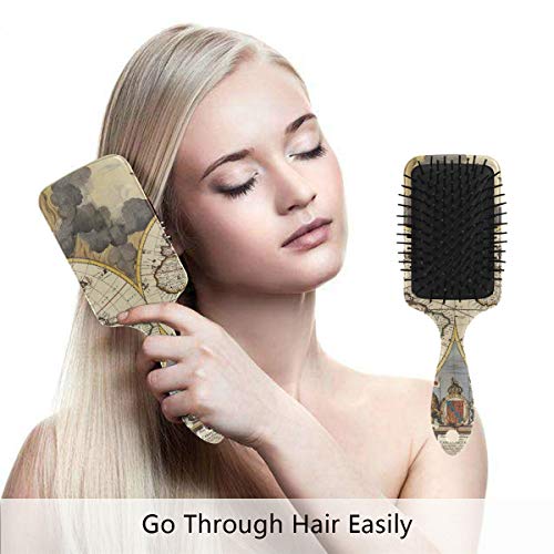מברשת שיער של כרית אוויר של VIPSK, מפת עולם רטרו צבעונית פלסטיק, עיסוי טוב מתאים ומברשת שיער מתנתקת אנטי סטטית
