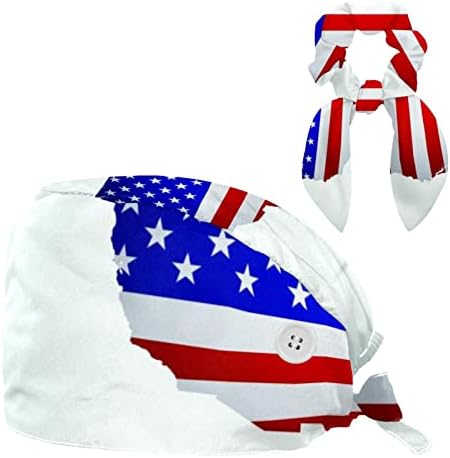 מפת דגל אמריקאית כובעי כובעי בופנט מתכווננים כובעי עבודה עם שיער קשת משופש