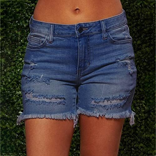 מכנסיים קצרים של נשים ג'ין פלוס גודל נמתח נמתח נופש לחופשה חוף מכנסיים קצרים עם ג'ינס קצרים בכושר רגיל עם כיסים