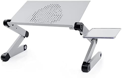 N/A שולחן מעמד שולחן מחשב נייד אלומיניום מתכוונן עם מאוורר קירור עבודות שולחן הברכי