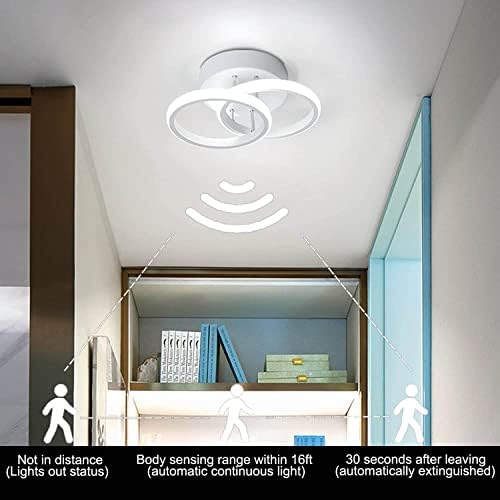 Eidearay LED תאורת תקרה עם חיישן תנועה מקורה 20 וולט מנורת תקרה לבנה 6000 אלף, מנורת חיישן, מתאימה למסדרונות, מוסכים,