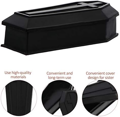 Wakauto Mini Coffin צעצוע גותי שחור ליל כל הקדושים ארון פלסטיק ארון פלסטיק עם מכסה אפריל יום טיפש יום קונדס קופסת קופסת קופסת