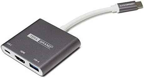 TERA GRAND USB-C ל- HDMI & USB 3.0 מתאם נקבה ו- USB-C PD 3.0 Multi Port מתאם, אפור