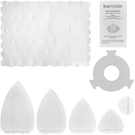 גוון מנורת תליון KWMobile - פרח לוטוס DIY ערכת מלפח לתלייה תאורה תקרה או מנורת רצפה - קוטר 20 - לבן