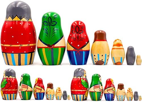 קבוצות בובות קינון רוסיות של 7 יח ' - בובות מטריושקה עם דמויות מסיפור עממי רוסי עצום לפת - בובות קינון מטריושקה