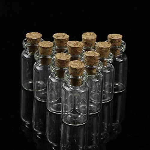 לוש מיני זכוכית בקבוקי צנצנות עם פקק מאחל הערה קרפט בקבוק פקק אחסון תליון אחסון אביזרים,1 מיליליטר,חבילה של 10