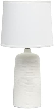 עיצובים פשוטים מנורת שולחן קרמיקה חרס ליניארי מרקם 2085 כבוי, כבוי לבן