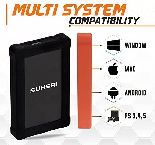 Suhsai מחוספס 250 ג'יגה -בייט כונן קשיח חיצוני נייד HDD 2.5 אינץ 'אחסון גיבוי עם USB 3.0 מהירות גבוהה עד