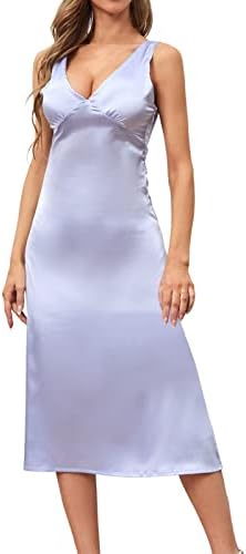 עניבת מותניים מידי שמלה חדש סקסי ללא משענת טהור צבע חיקוי משי רזה שמלת משתה נשים קיץ שמלה עם