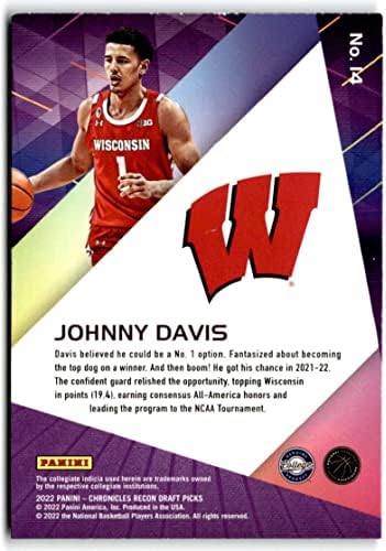 2022-23 Panini Chronicles Draft Picks recon 14 Johnny Davis Wisconsin Badgers