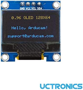 Uctronics 2 חבילה 0.96 מודול תצוגה של OLED עבור Arduino, 12864 128x64 פיקסלים SSD1306 I2C מסך מיני סידורי, צהוב וכחול