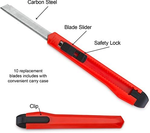 סכין שירות של פיקסון 9-מ מ חותך קופסאות סכיני גילוח נשלפים סכינים עם להבים נשלפים ומנעולי שקופיות, כלי אריזה נהדרים