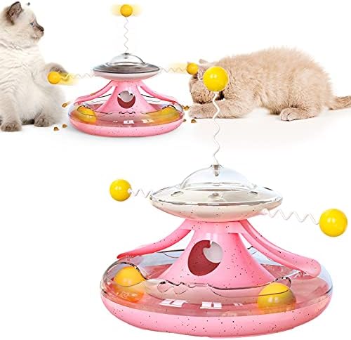 Putybudy Cats Puntable Toy מזין איטי, חתולים מצחיקים הנעים כדורים מעגל מעגל צעצועים, צעצועים למתקן מזון לחיות מחמד