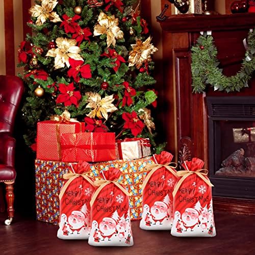 10 יחידות חג המולד חג המולד שקית שרוך שקית קנדי ​​מעשי שקית מתנה קנדי ​​שקית מתנה קטנה קישוטי חג המולד קישוטי