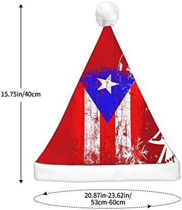 בציר פורטו ריקו דגל מצחיק מבוגרים קטיפה סנטה כובע אור עד חג המולד כובע לנשים & מגבר; גברים חג המולד חג כובע
