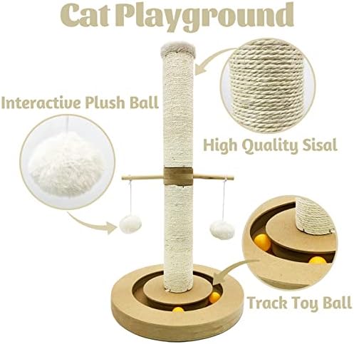 מבריק 23.3& 34; גבוה חתול גרוד, חתלתול טבעי סיסל חבל גרדן הודעה עם תליית כדור עמיד חתולי פרימיום אינטראקטיבי