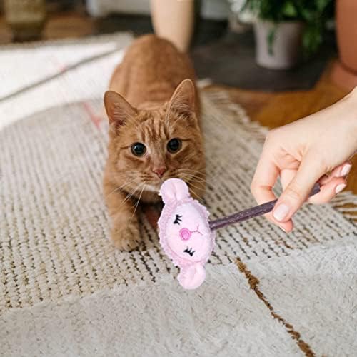 3 יחידות חתול שרביט צעצועי אינטראקטיבי חתלתול טיזר שרביט עם קריקטורה קטיפה עץ טיזר ממתח צעצוע לבית אינטראקטיבי משחק
