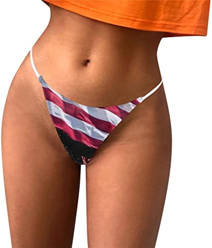 4 ביולי חוטיני לנשים ארהב דגל רצועות מתיחה T-Back Underwear Naughty למין מותניים נמוכים תקצירים נוחים חלקים חלקים