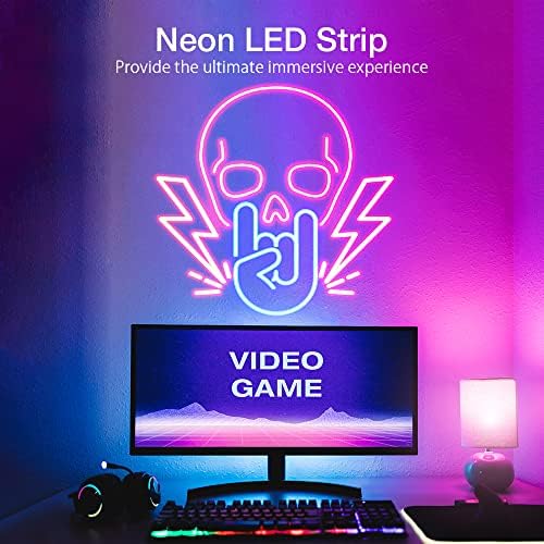 Blitzwill Neon Led Strip Light 3M, RGB IC IP65 רצועת אור ניאון עם בקרת אפליקציות, התואמת לאלכסה ולעוזרת גוגל, סנכרון