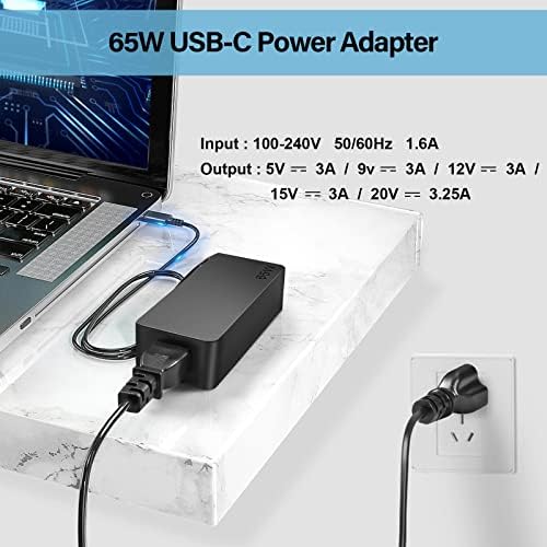 Tiiante 65W USB סוג C מטען נייד מתאם אספקת חשמל מתאם ל- HP EliteBook X360 735 745 755 830 840 850 G5 Chromebook 14 13 X360