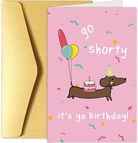 מצחיק נקניק כלב יום הולדת כרטיס, תחש יום הולדת שמח כרטיס, הומוריסטי יום הולדת כרטיס ברכה, ללכת שורטי זה יה