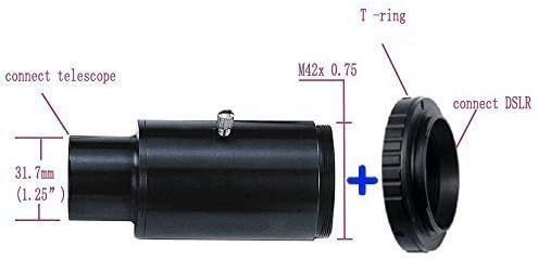 מתאם מצלמות טלסקופ בגודל 1.25 אינץ ', יכול לקשר עם T Mount לצילום