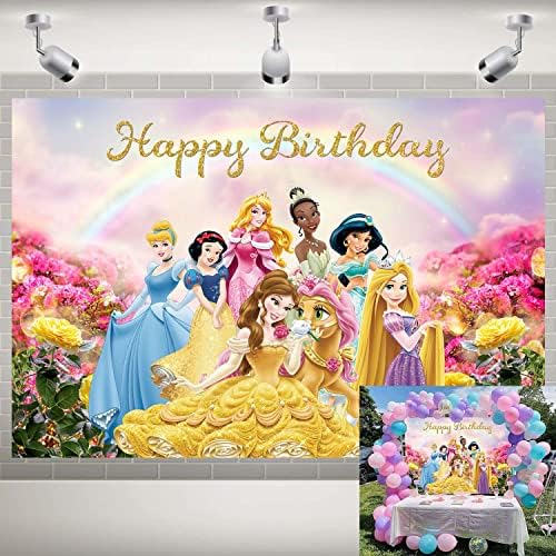 נסיכת רקע נסיכת מסיבת יום הולדת תמונה רקע קשת פרחי צילום דקורטיבי באנר ילדה ילדי תינוק מקלחת ספקי