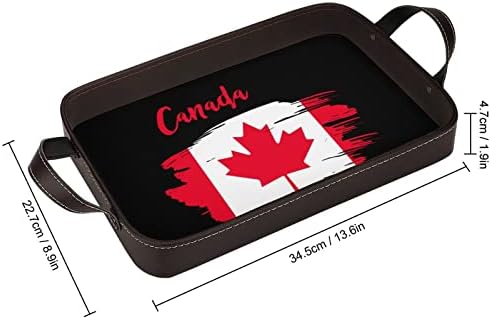 דגל קנדה דגל פו מעור הגשת מגש אלגנטי לשולחן מארגן בושם עם ידיות