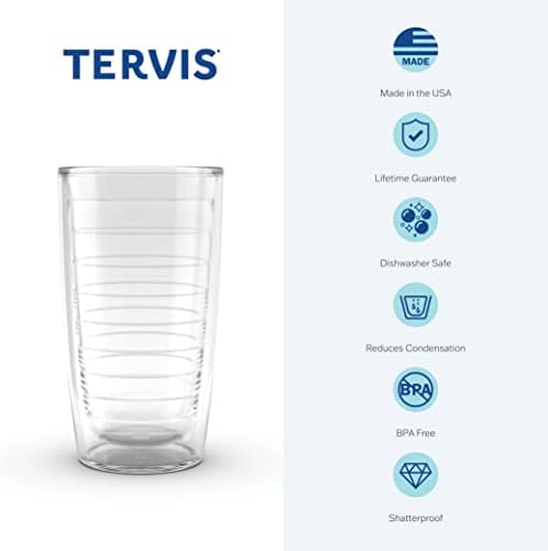 TERVIS תוצרת ארהב כפולה מוקפת כפולה יאו צ'נג ירוק קריסטל כוס כוס כוסות שומר על שתייה קרה וחמה, 16oz, Philodendron