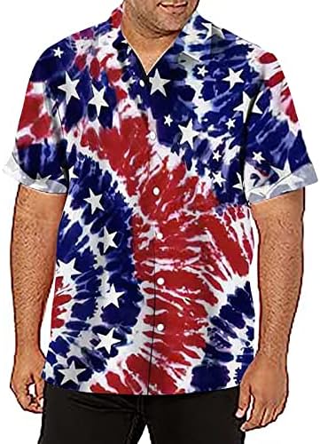 מיאשוי חולצות גברים עם עיצובים גברים של קיץ מזדמן עצמאות יום אמריקאי דגל הדפסת חולצה קצר ארוך שרוול חולצה