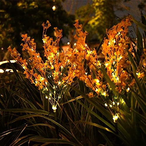 סט משודרג של 4 פרחים אורות סולאריים אורות חיצוניים, 8 מצבים תאורת קישוטי חצר קיץ אורות מסלול סולארי - מתנות לאורות נוף סולארי