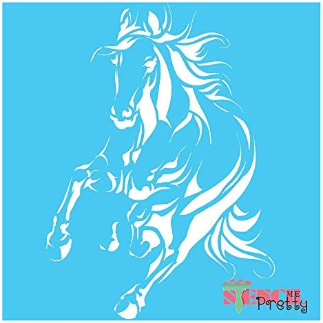 ריצה סוס סטנסיל פראי מוסטנג הטוב ביותר ויניל תבנית גדול סוס שבלונות עבור ציור על עץ, בד, קיר, רצפה, - חבילה מבריק