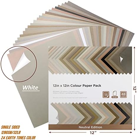 ליבוליק 48 גיליונות גווני אדמה נייר מדפסת מלאי כרטיסים צבעוני 120 גרם 32 פאונד 12 על 12 אינץ ' נייר קרטון מגוון צבעים