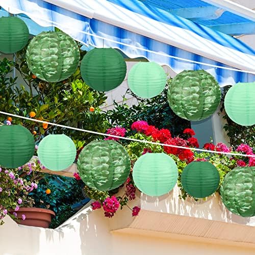 36 יח 'ירוק פנסים נייר סיני פנסים דקורטיביים עלים קישוטים תלויים לנושא האביב הקדוש יום הולדתו של פטריק פטריק לתינוקות למקלחת
