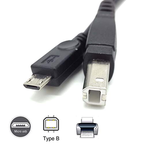 Guangmaobo Micro USB לכבל מדפסת כבל USB 2.0 לכבל USB מסוג B, מחשב טלפון אנדרואיד למדפסת כבלים מדפסת, סורק, פסנתר MIDI אלקטרוני,