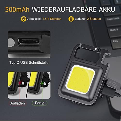 Zuolun Cob Flashlist Flashing Echerchain Light: 4 חתיכות Cob מחזיק מפתחות אור עבודה, אור חירום של מחזיק מפתחות רב