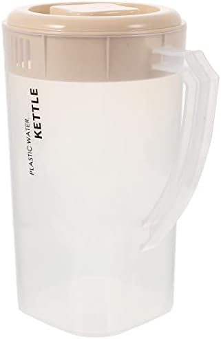 Bestonzon מפלסטיק קנקן עם מכסה: מיכל מיץ קנק תה קרח אטום אוויר עם פילטר תה זרבובית למקרר משקאות מים לימונדה 2200 מל חאקי