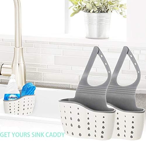 מטבח כיור נושא כלים ספוג מחזיק סיליקון פלסטיק סבון מחזיק תליית מתכוונן רצועת מגופים נושא כלים עם ניקוז חורים