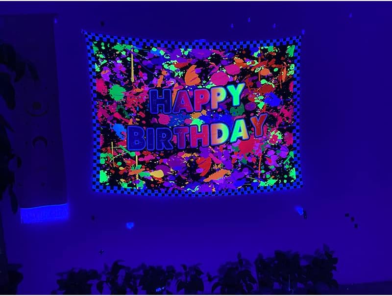 גולק 3.צבע מתיז צבע 6 על 5 רגל צעקה גרפיטי יום הולדת רקע מסיבה שמח; תחת האור הסגול, הוא יפלוט אפקט ניאון; מאמרים לקישוט