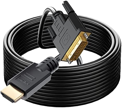 יוטיון HDMI לכבל DVI 50ft, מתאם דו כיווני מהיר גבוה זכר לזכר DVI-D 24+1, 1080p, תואם ל- Raspberry Pi, Roku, Xbox One, PS5/PS4/PS3,